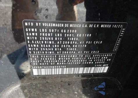 2024 Volkswagen Tiguan 2.0T Se R-Line Black z USA, uszkodzony, nr VIN 3VV8B7AX2RM040769